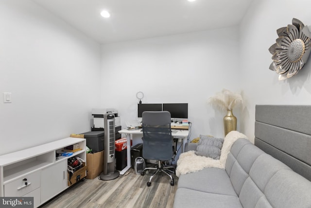 office space featuring light hardwood / wood-style floors