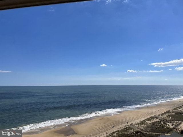 property view of water featuring a beach view