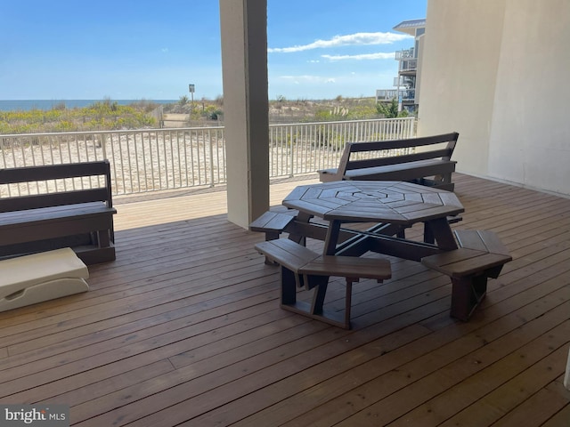 deck with a water view