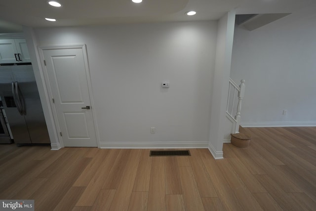 interior space with light hardwood / wood-style floors