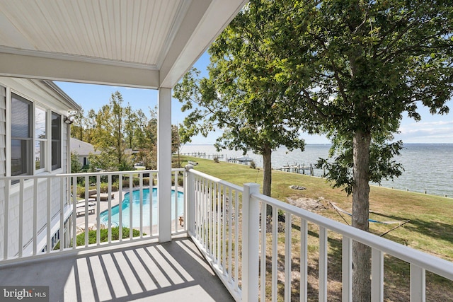 balcony with a water view