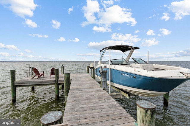 dock area featuring a water view