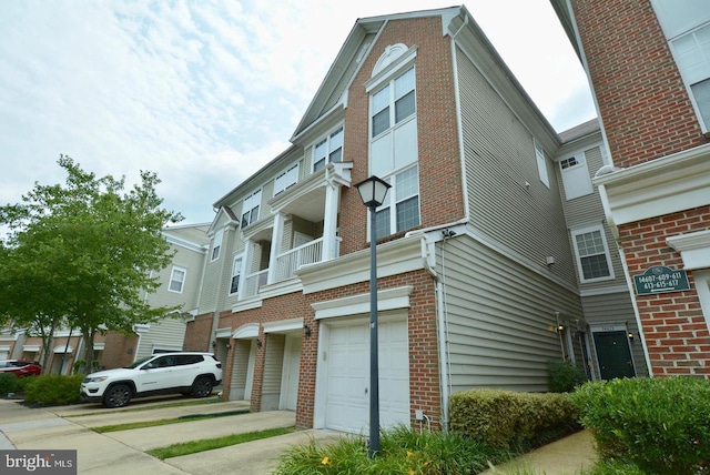 exterior space featuring a garage