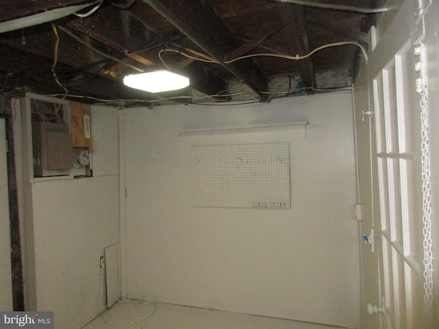 basement with electric panel