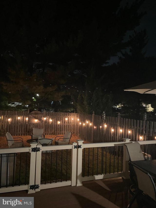 view of patio at night