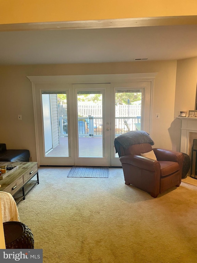 living room featuring carpet floors