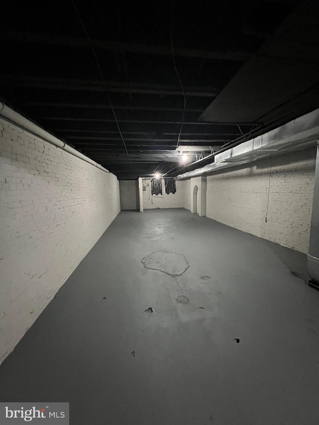 view of unfinished basement