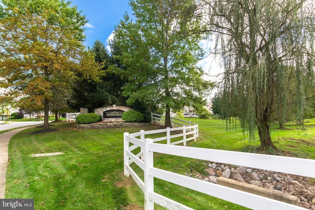 view of gate with a lawn