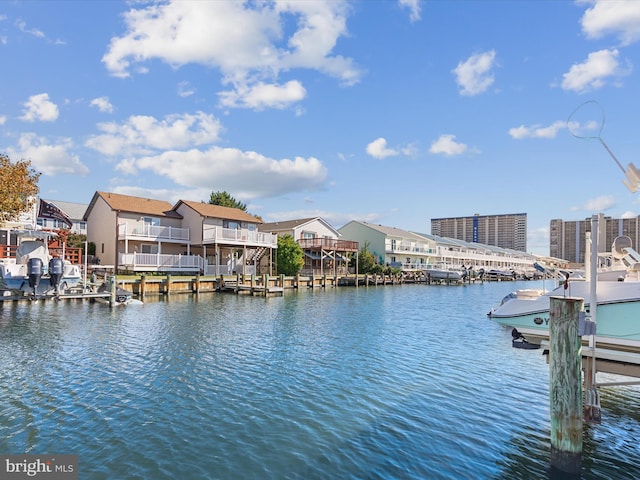 view of water feature featuring a boat dock