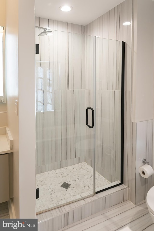 1508 Pine St Unit A, Philadelphia, PA 19102 - bathroom with vanity, toilet, and a shower stall