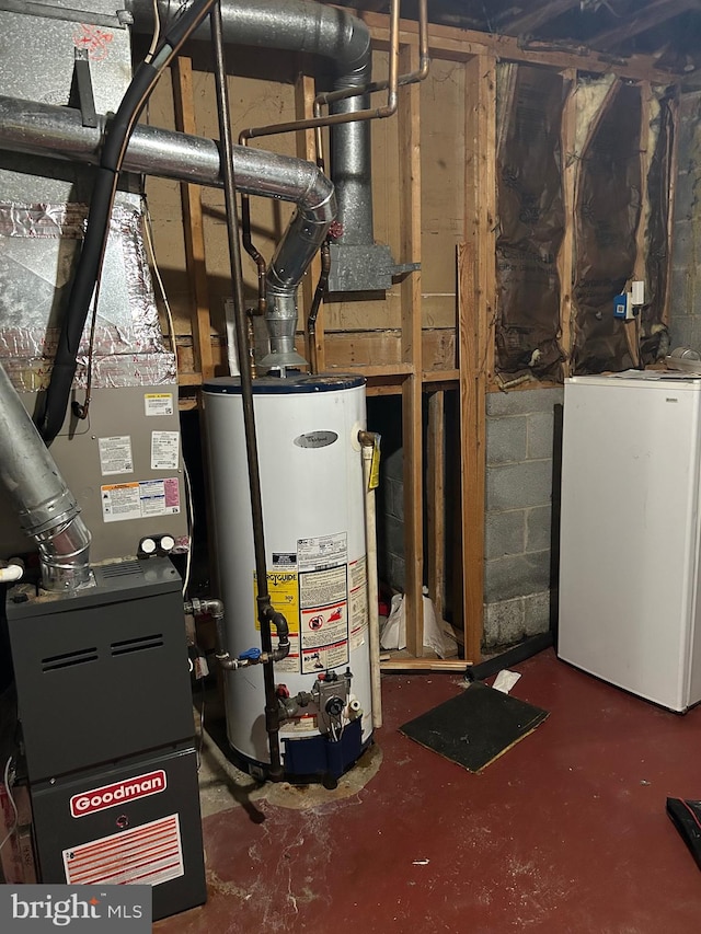 utility room with gas water heater