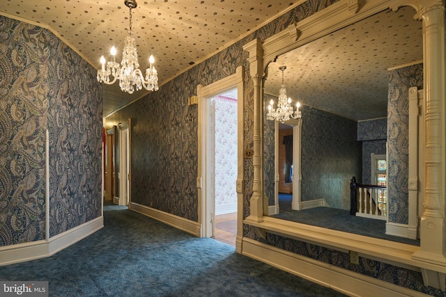 130 E Linn St, Bellefonte, PA 16823 - interior space with wallpapered walls, a notable chandelier, and baseboards