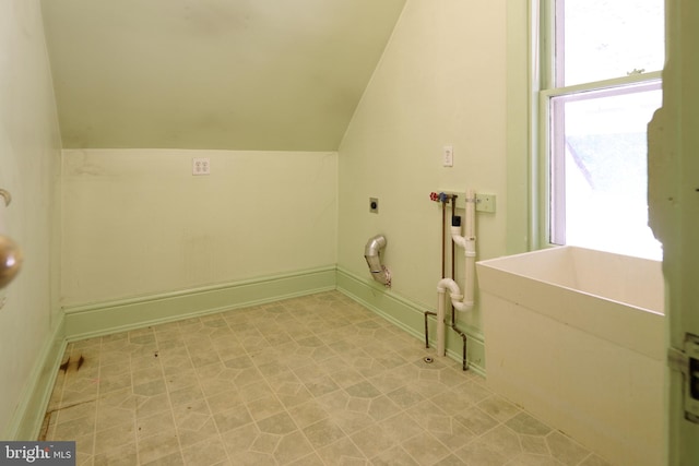 clothes washing area with washer hookup and hookup for an electric dryer