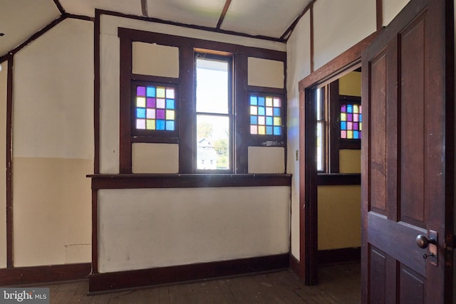 interior space with dark hardwood / wood-style floors