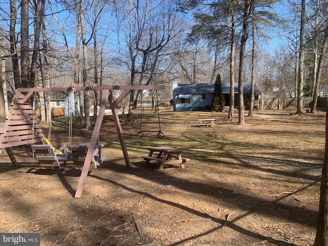 view of yard featuring a playground