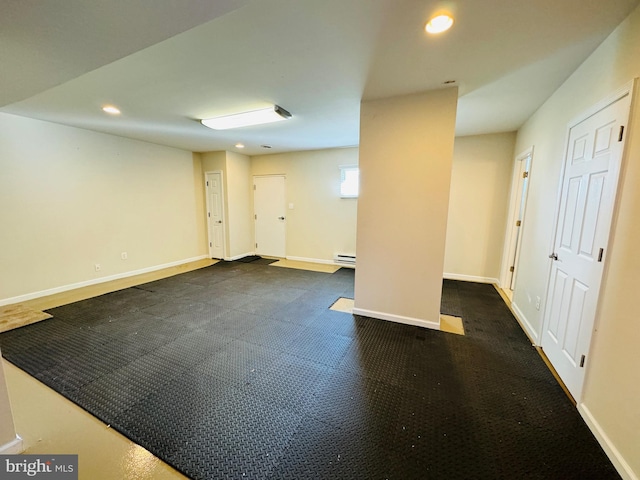 basement with a baseboard radiator