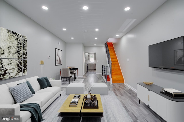 living room featuring light hardwood / wood-style flooring