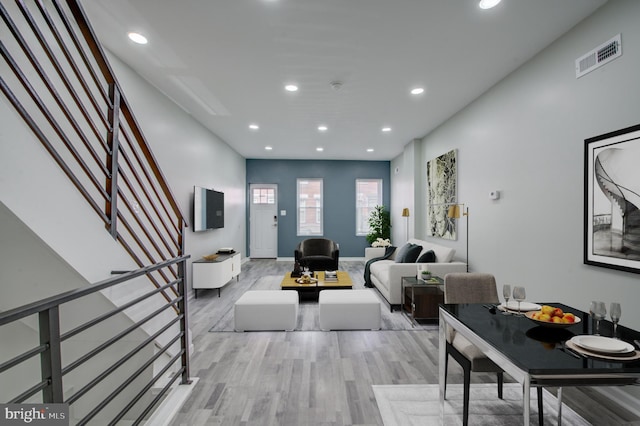 living room featuring light hardwood / wood-style flooring