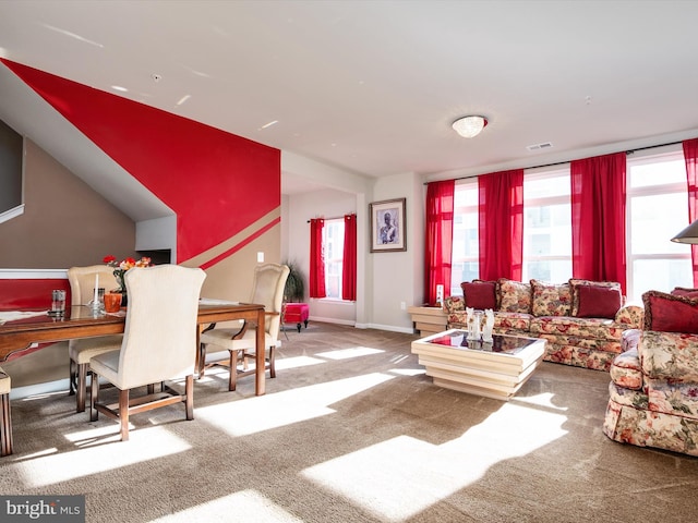 living room featuring carpet floors