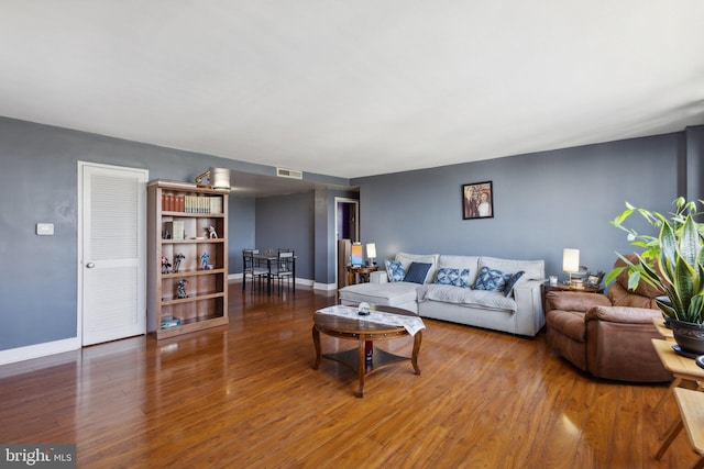 living room featuring hardwood / wood-style flooring