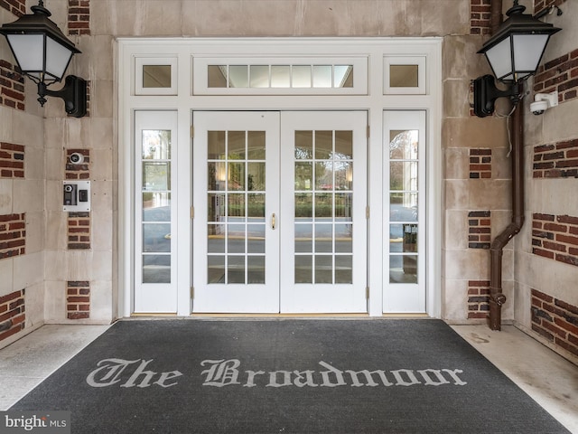 view of exterior entry with french doors