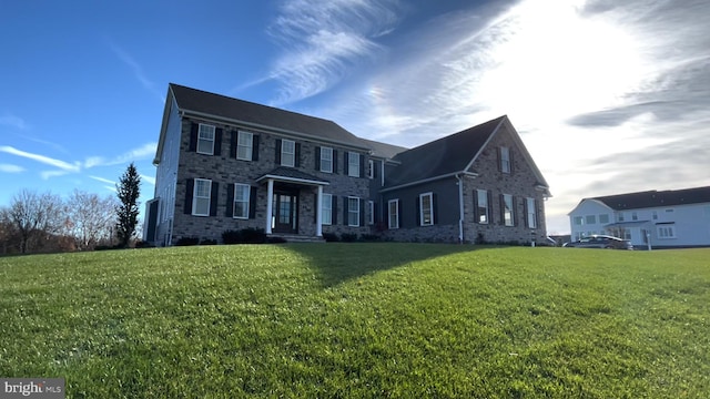 colonial house with a front lawn