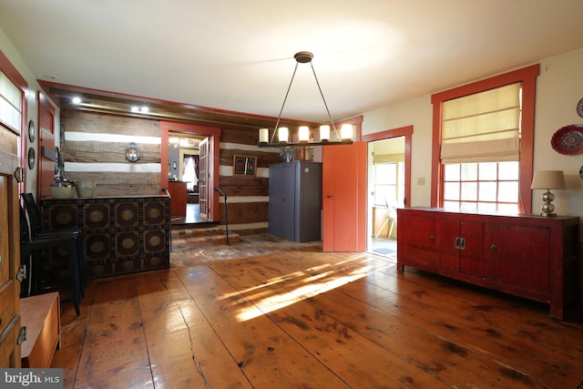 interior space with dark hardwood / wood-style flooring