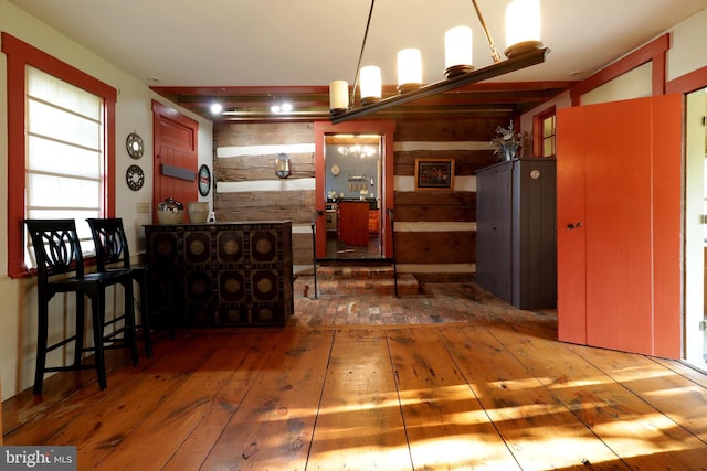 kitchen with hardwood / wood-style floors