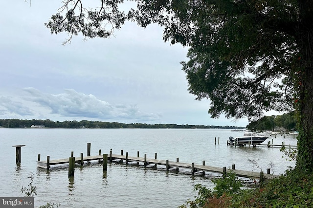 view of dock featuring a water view