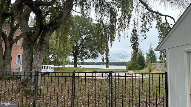 view of yard with a water view