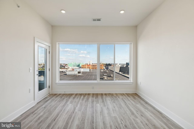 empty room featuring a healthy amount of sunlight and light wood-type flooring