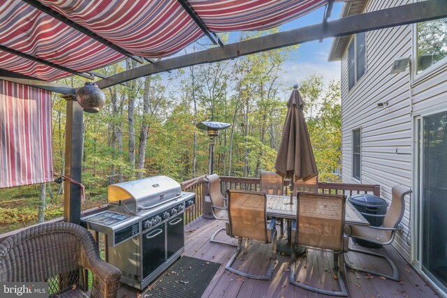 deck featuring grilling area