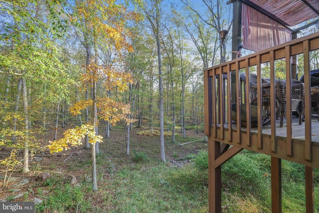 view of yard with a wooden deck