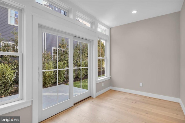 entryway with light wood-type flooring