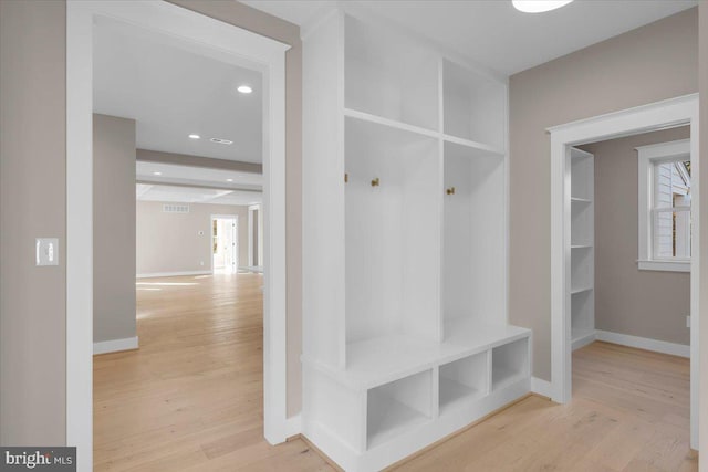 mudroom featuring light hardwood / wood-style floors