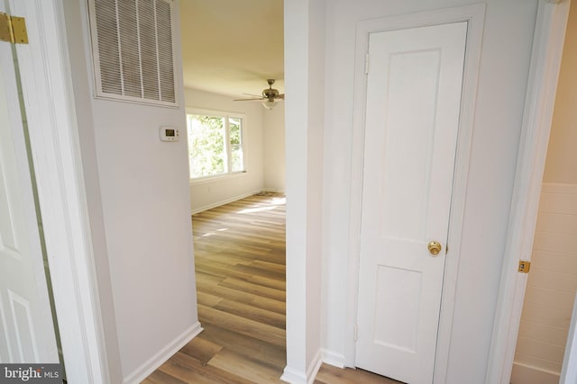 hallway with wood-type flooring