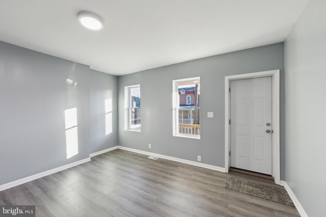 spare room with wood-type flooring