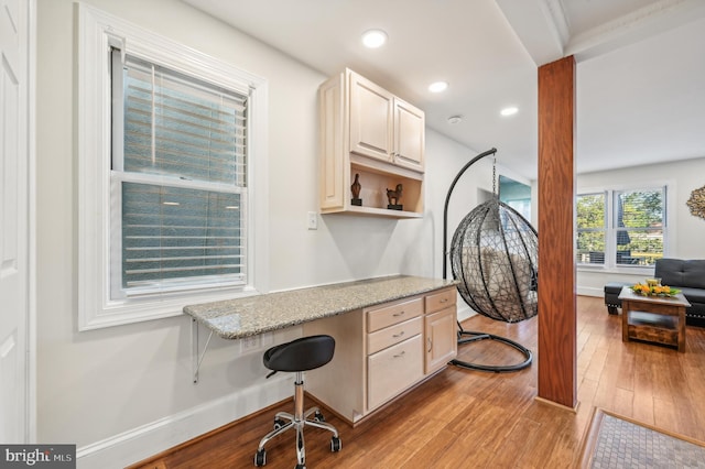 office area featuring light hardwood / wood-style flooring