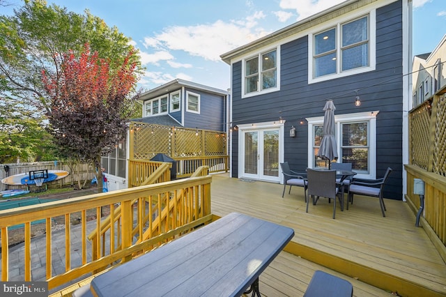 deck featuring french doors