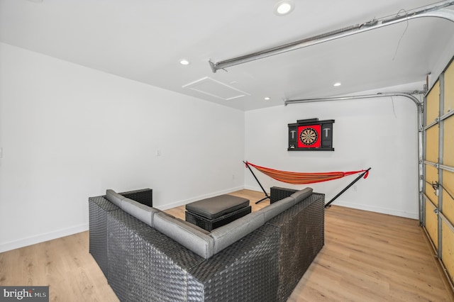 living area featuring wood-type flooring