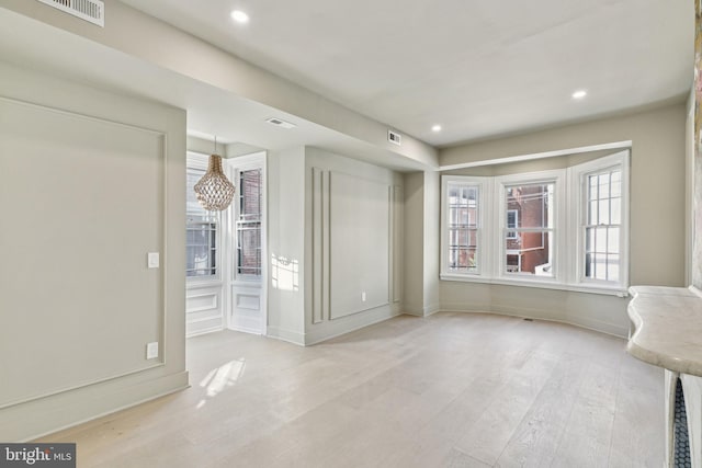 interior space with light hardwood / wood-style floors