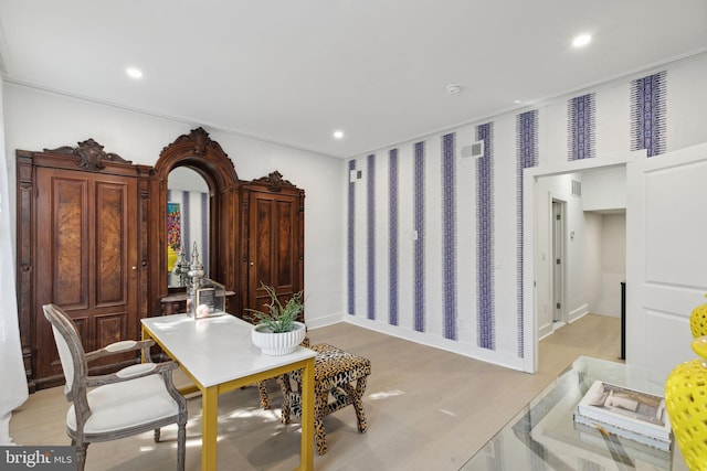 interior space featuring crown molding