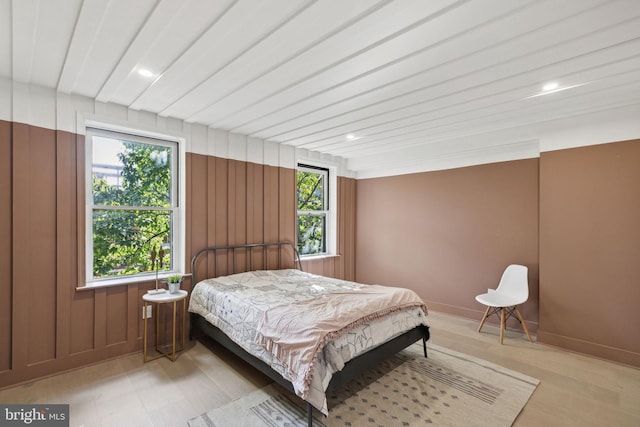 bedroom with light hardwood / wood-style floors