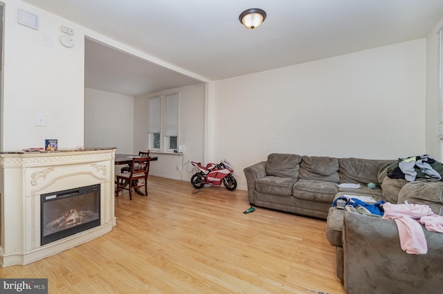 living room with light wood-type flooring