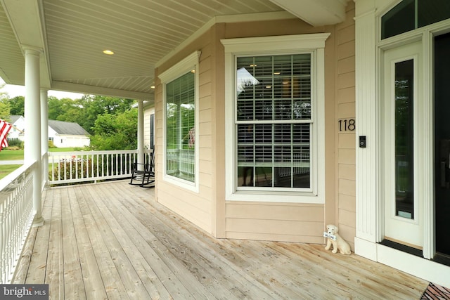 deck featuring a porch