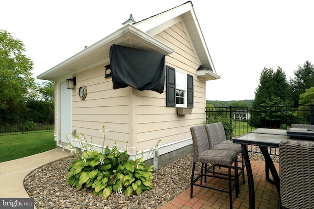 view of home's exterior with a patio area