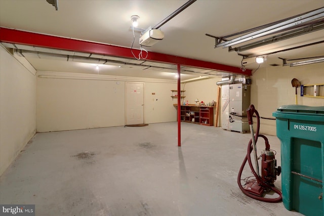 garage with a garage door opener