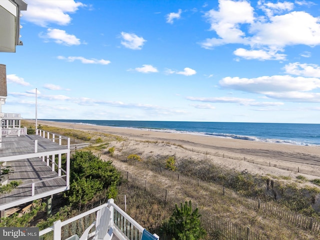 view of water feature featuring a beach view