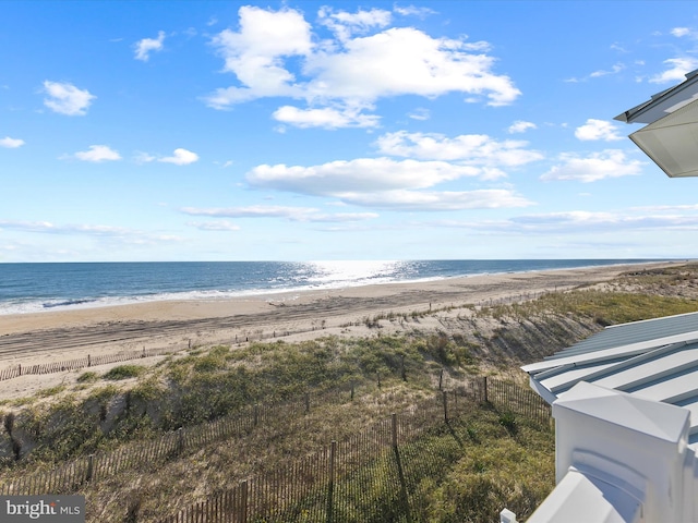 property view of water featuring a view of the beach