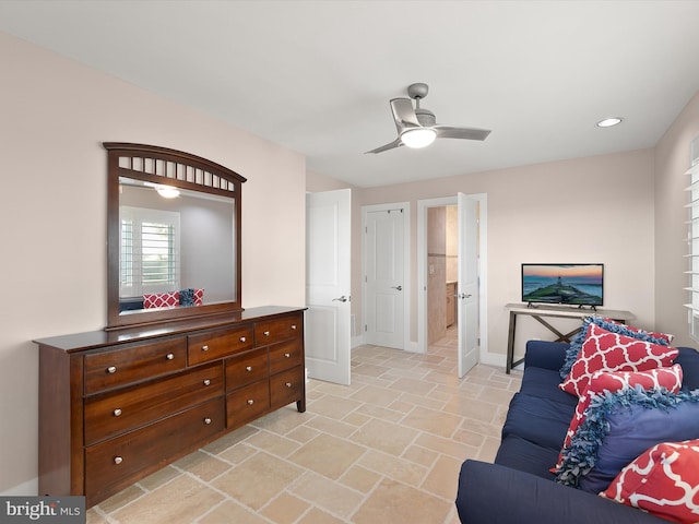 40110 Owens Ct, Fenwick Island, DE 19944 - living area with recessed lighting, stone finish floor, baseboards, and a ceiling fan